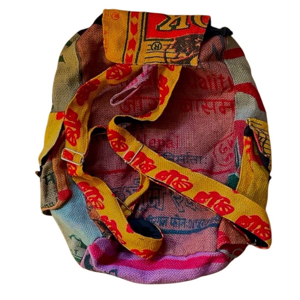 Colorful Rice Bag Burlap Backpack - Picture 2 of 6